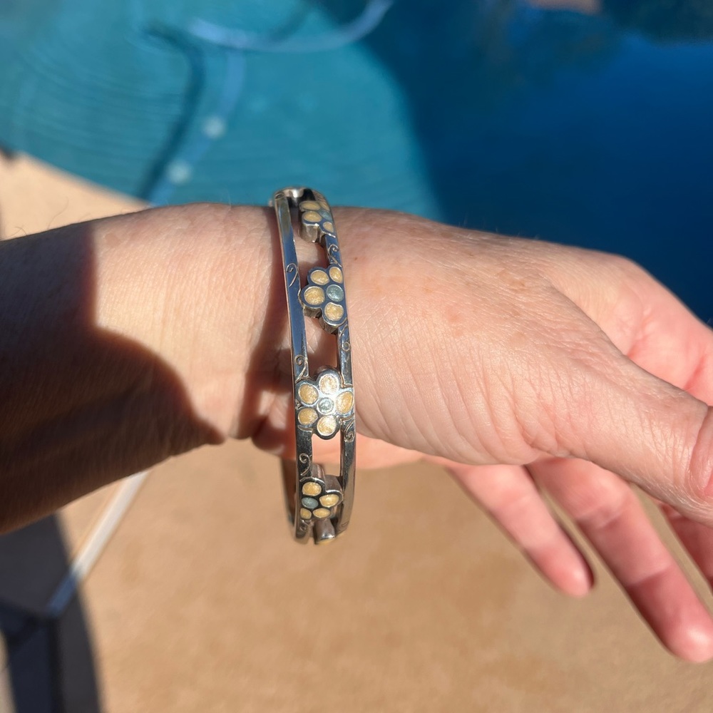 Brighton Silver Flower Bangle Bracelet